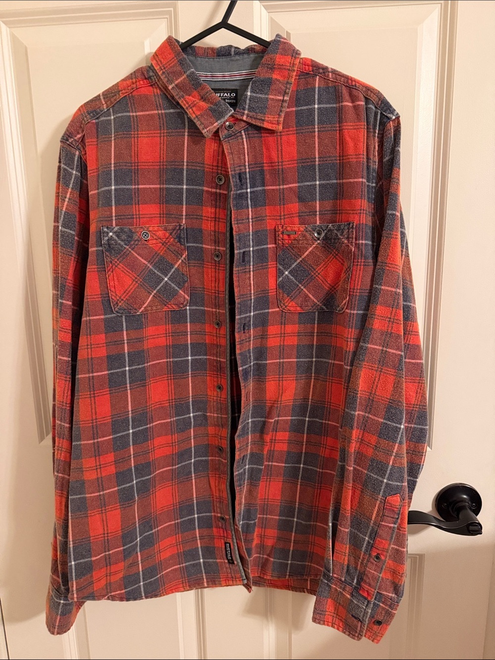 Buffalo David Bitton Orange and Gray Plaid Button-Down Shirt